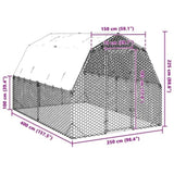 Chicken Run with Roof 2.5x4x2.25 m Galvanised Steel 3328521