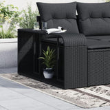 Storage Shelves 2 pcs Black Poly Rattan 365981