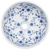 Countertop Basin White and Blue Round 41x14 cm Ceramic 155049