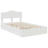 Storage Bed with Headboard White 135 x 190 cm Engineered Wood 3413103