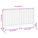 ZNTS Radiator Cover 153x19x84 cm Solid Wood Pine 822576