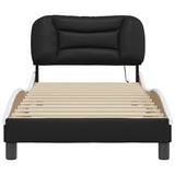Bed Frame with LED without Mattress "Hvar" Black and White 80x200 cm 3213897