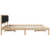 Bed Frame with Headboard Black 200 x 200 cm Solid Pine Wood 3394235