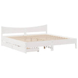 Bed Frame with Drawers White 200x200 cm Solid Wood Pine 3301894