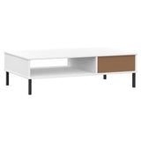 Coffee Table with Metal Legs White Solid Wood Pine OSLO 351038