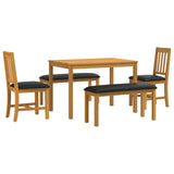 Dining Set 5 pcs Black Solid Oak Wood 3430277