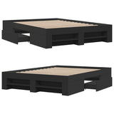ZNTS Bed Frame without Mattress Black 120x200 cm Engineered Wood 3295479