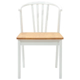 Dining Chair 2 pcs White and natural Solid Rubberwood 42020398