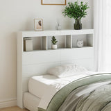Headboard Cabinet with LED White 120x17x102 cm 839189