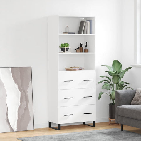 Highboard White 69.5x34x180 cm Engineered Wood 3189405