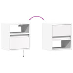 ZNTS Wall-mounted Bedside Cabinet with LED Lights White 3307975