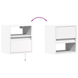 ZNTS Wall-mounted Bedside Cabinet with LED Lights White 3307975