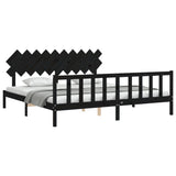 Bed Frame without Mattress Black 200x200 cm Solid Wood Pine 3193490