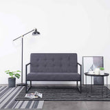 2-Seater Sofa with Armrests Dark Gray Steel and Fabric 282271