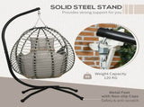 Single Rattan Hanging Egg Chair, with Seat Cushion - Grey T3398P311631