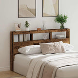 Headboard Cabinet with LED Old Wood 180x17x102 cm 863134