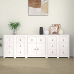 ZNTS Sideboard White 230x35x80 cm Solid Wood Pine 3114090