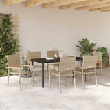 Garden Dining Set with Cushion 7 pcs Beige Poly Rattan 3379720