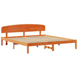 Bed Frame with Headboard Wax Brown 200 x 200 cm Solid Pine Wood 872052