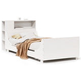 Bed Frame without Mattress White 90x190 cm Single Solid Wood Pine 3323789
