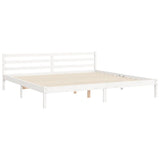 Bed Frame without Mattress White 200x200 cm Solid Wood 3194007