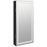 Mirror Jewellery Cabinet with LED Lights Wall Mounted Black 353248