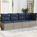 Garden Sofa with Cushion Grey 227 x 62 x 69cm Poly Rattan 366150
