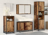 Bathroom Furniture Set with Door 3 pcs Old Wood Engineered Wood 3402515