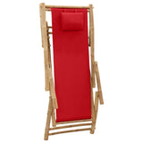 Deck Chair Red Bamboo, Canvas Standard Foldable 318597