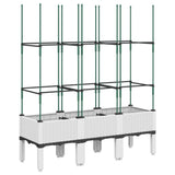 Garden Planter with Trellis White 120x40x142.5 cm PP 367959