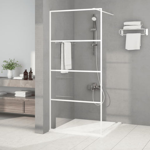 Walk-in Shower Wall White 90x195 cm Clear ESG Glass 152141