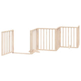 Dog Gate with Door Foldable 6 Panels 300 cm Poplar Wood 352173