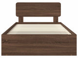 Bed Frame with Headboard Brown Oak 100 x 200 cm Solid Pine Wood 3412120