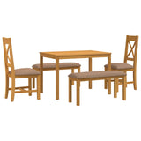 Dining Set 5 pcs Grey Solid Oak Wood 3430290
