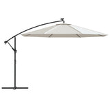 Cantilever Garden Parasol Sand Polyester fabric Large Tiltable 44523