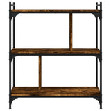 Bookcase 3-Tier Smoked Oak 76x32x88 cm Engineered Wood 833932