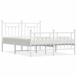 Bed Frame White Steel Double Bed Frame Rectangular 353604