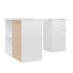 ZNTS Corner Desk High Gloss White 145x100x76 cm Engineered Wood 801095