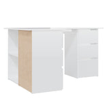 ZNTS Corner Desk High Gloss White 145x100x76 cm Engineered Wood 801095