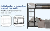 Black metal bunk bed for both adults and children, with safety railing and ladder, mattress size W3987P434167