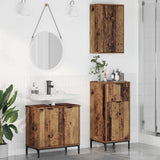 Bathroom Furniture Set 3 pcs Old Wood Engineered Wood and Metal 3393111