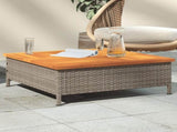 Garden Table Grey 70x70x25 cm Rattan and Acacia Wood 3281630