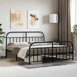 Metal Bed Frame without Mattress with Footboard Black 180x200cm 353657