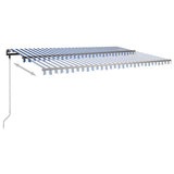 Manual Retractable Awning with LED 500x350 cm Blue and White 3069861