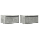 Wall-mounted Bedside Cabinets with LED Lights 2 pcs Concrete Grey 860218