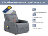 Fabric With 6-Point Massage Heating Function Recliner Light Gray 29055265