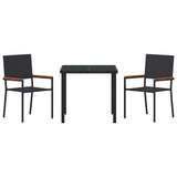 Garden Dining Set with Cushion 3 pcs Black Poly Rattan 3379702