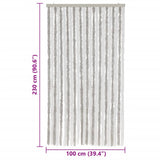 Fly Curtain Light Grey and White 100x230 cm Chenille 377317