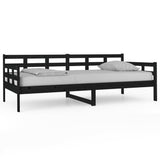 Day Bed Black Solid Pine Wood Single Convertible 820361