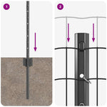 Fence with Posts Grey 0.6 x 10 m Steel 3336055